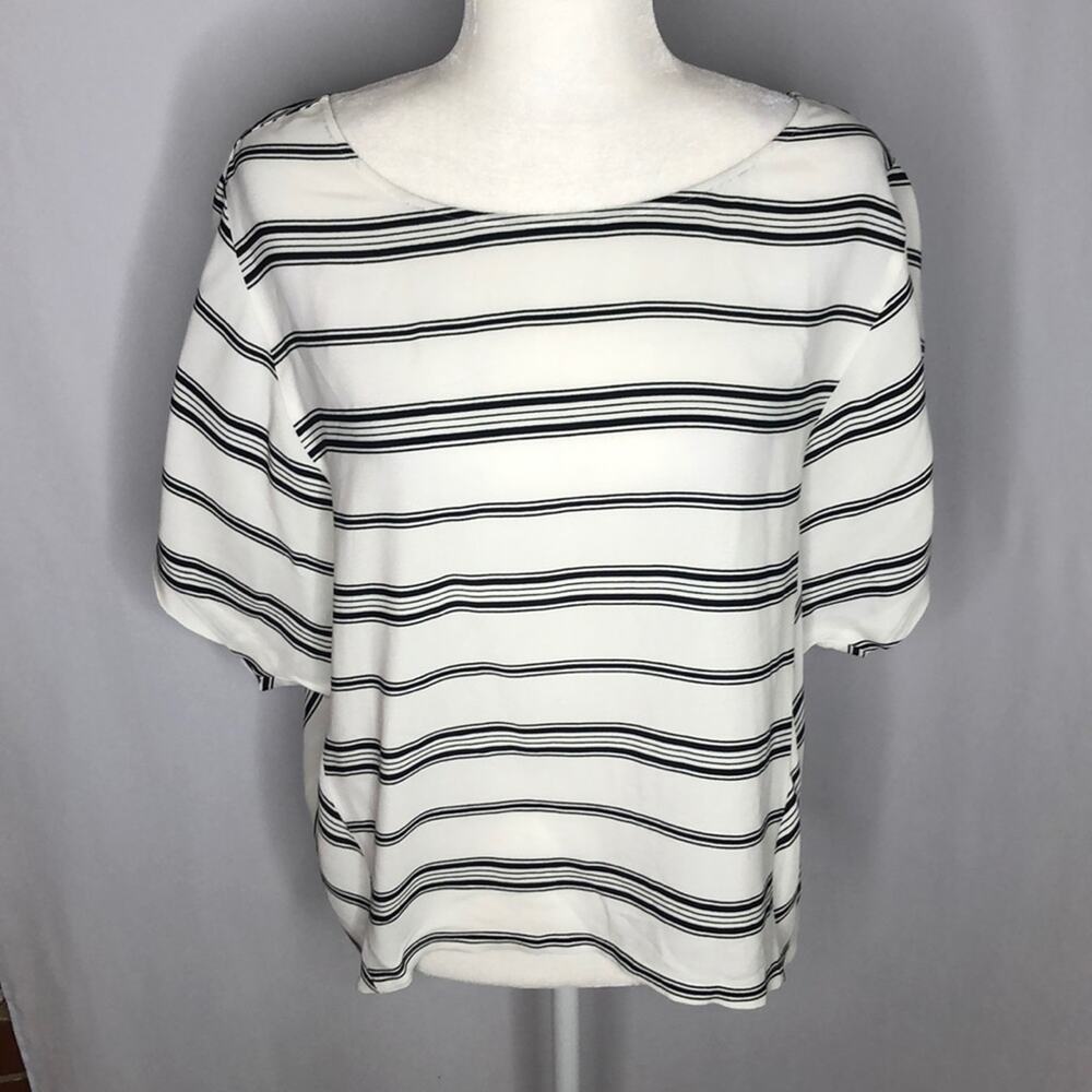 Sanctuary white and black striped blouse